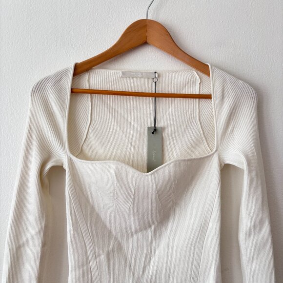 One Grey Day Audrey Ribbed Top in White - Picture 3 of 6